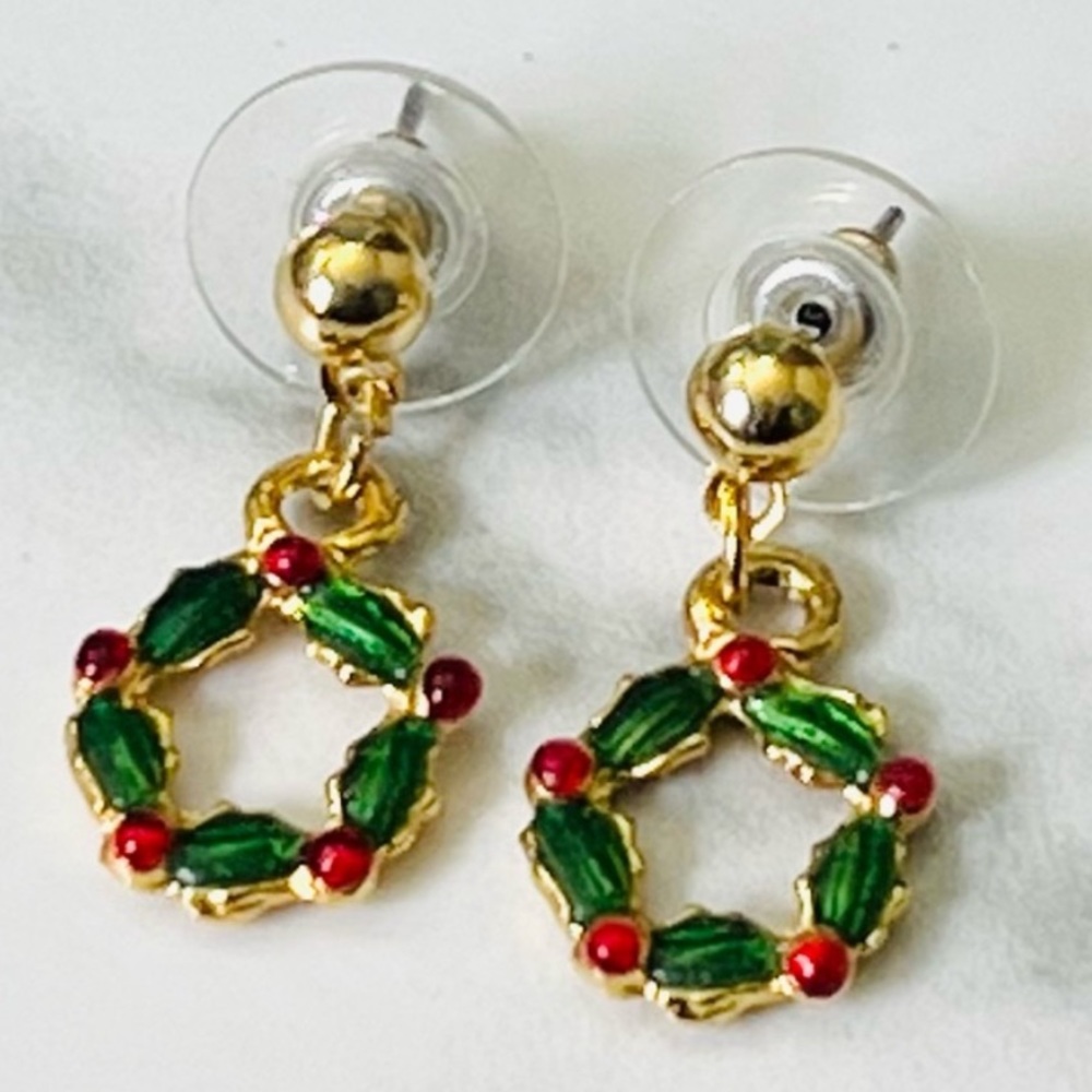 VINTAGE Christmas Wreath Earrings